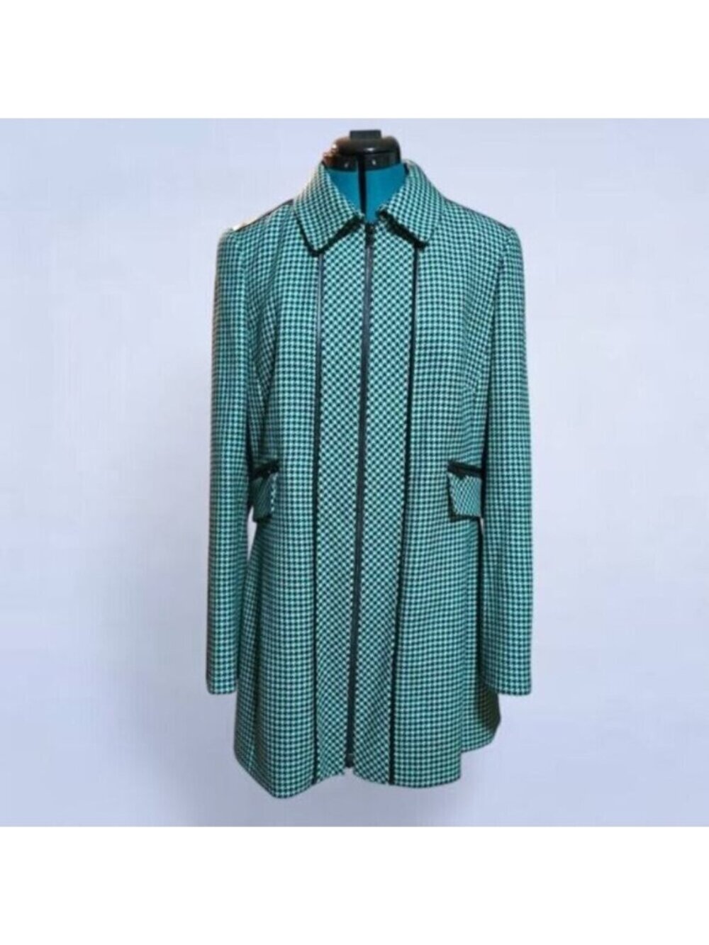 Carlisle Green Houndstooth Wool Peacoat - Size 12